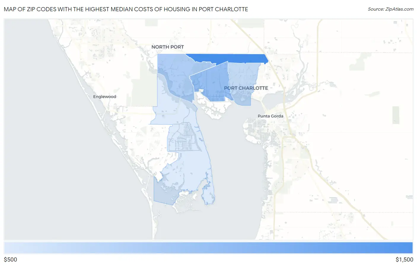 Zip Codes with the Highest Median Costs of Housing in Port Charlotte Map