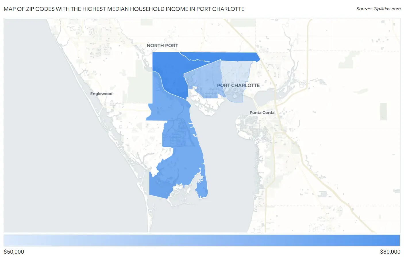 Zip Codes with the Highest Median Household Income in Port Charlotte Map