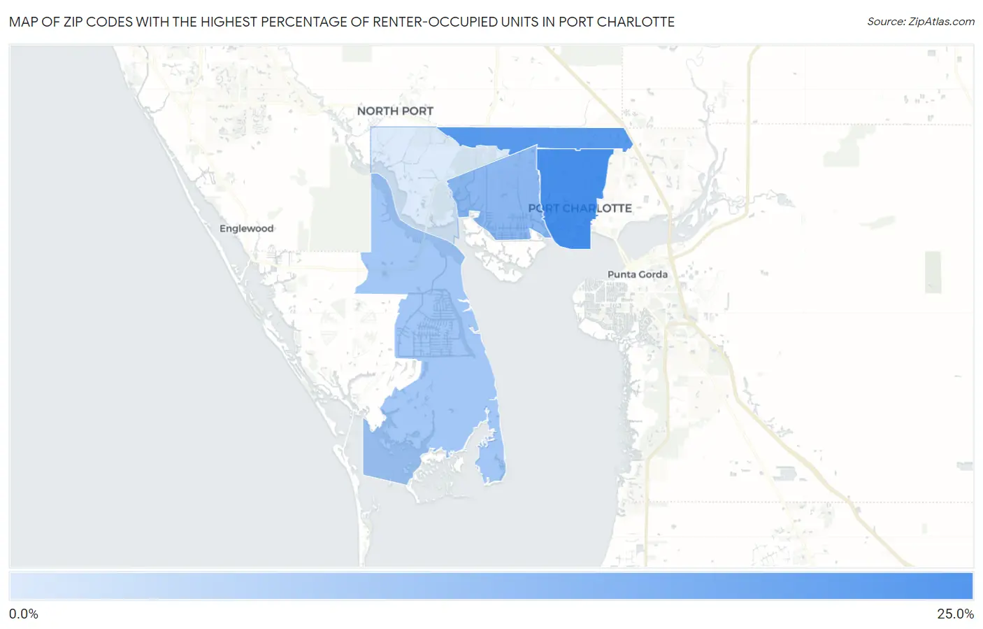 Zip Codes with the Highest Percentage of Renter-Occupied Units in Port Charlotte Map