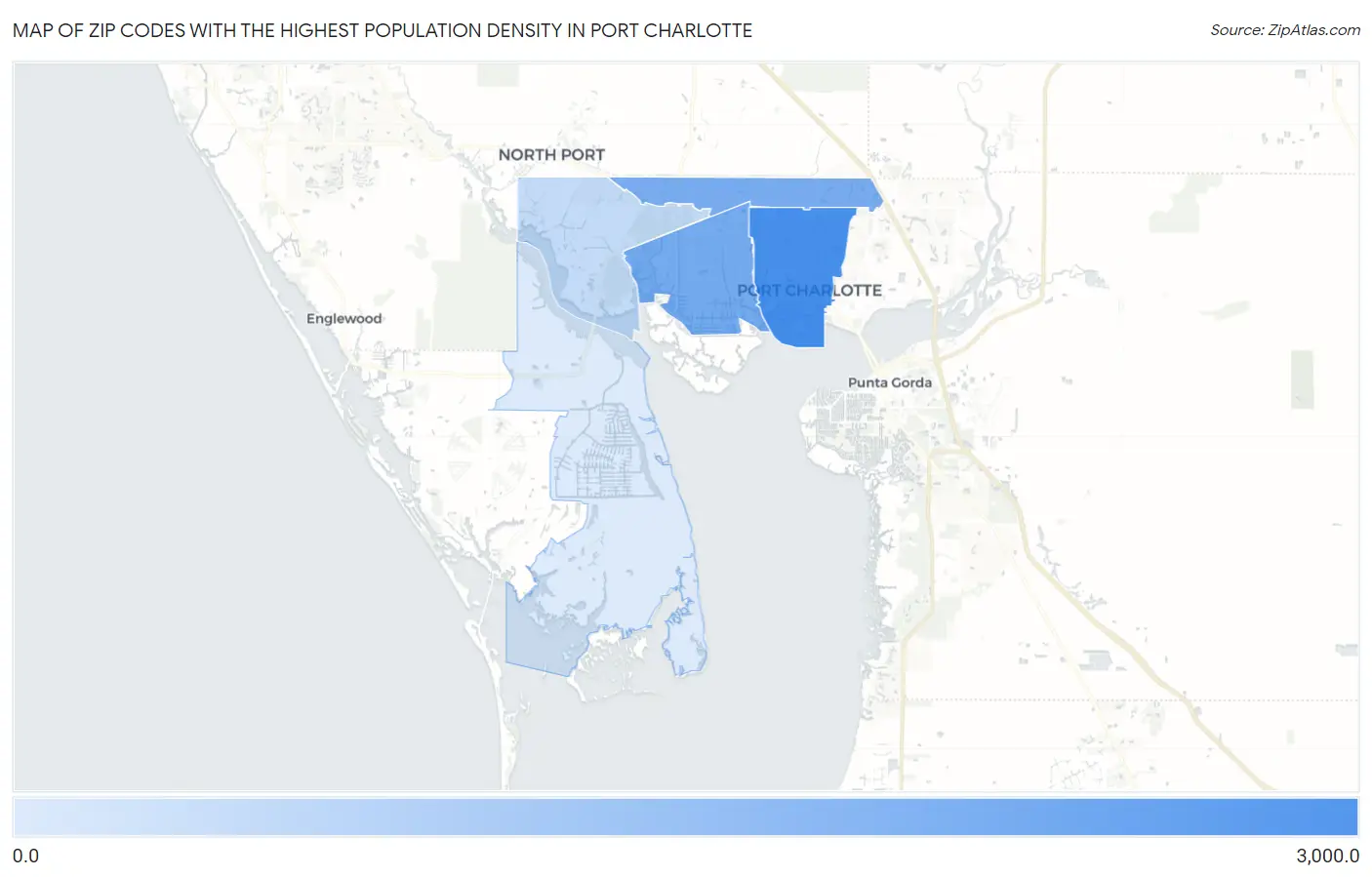 Zip Codes with the Highest Population Density in Port Charlotte Map