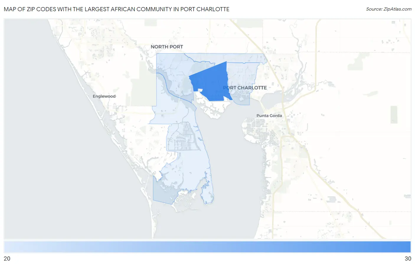 Zip Codes with the Largest African Community in Port Charlotte Map