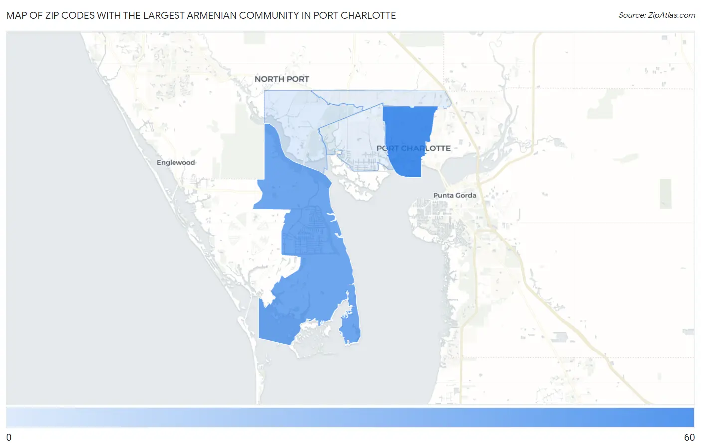 Zip Codes with the Largest Armenian Community in Port Charlotte Map