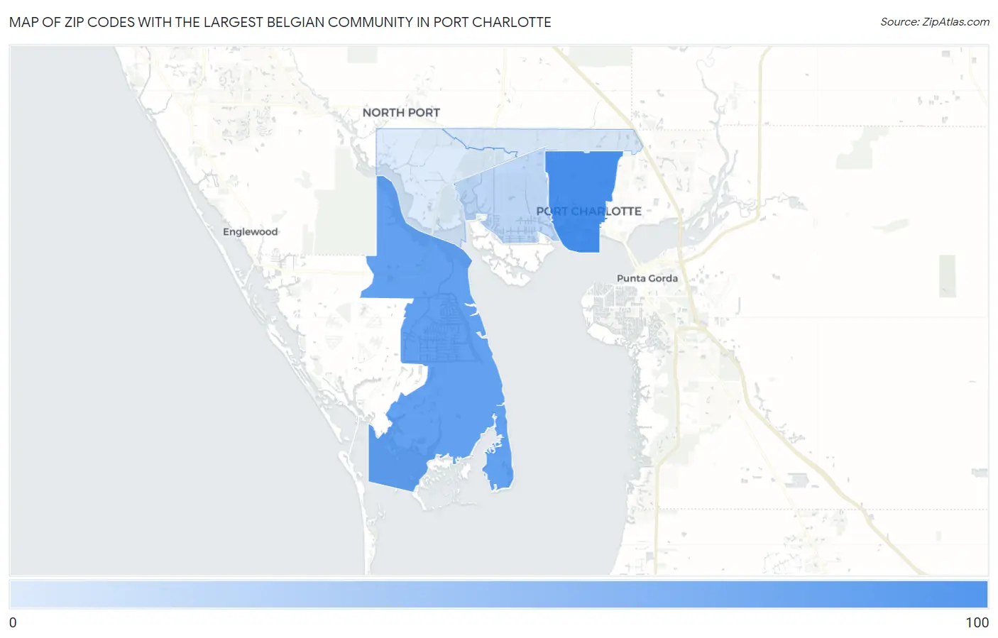 Zip Codes with the Largest Belgian Community in Port Charlotte Map