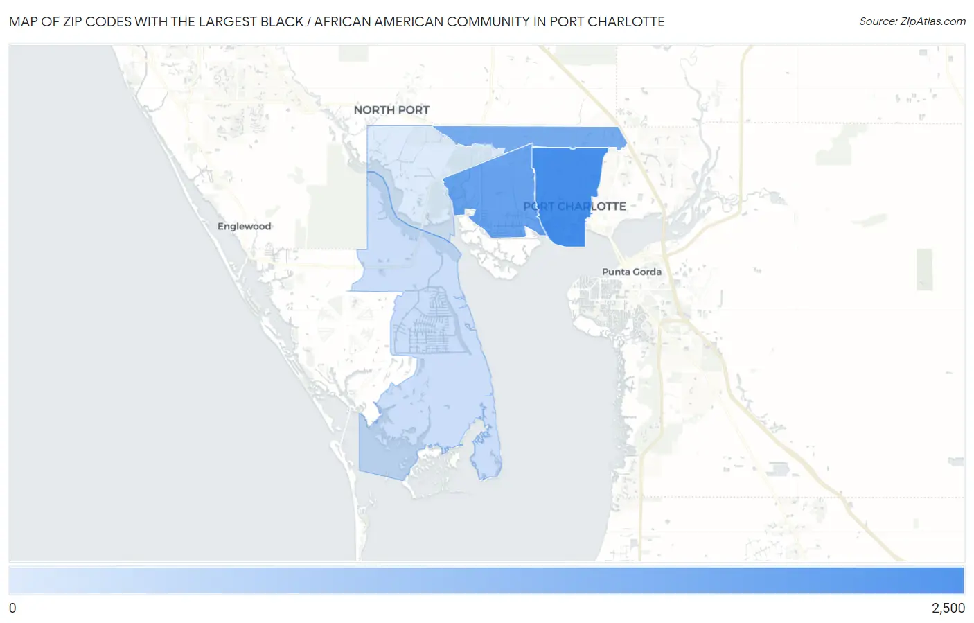 Zip Codes with the Largest Black / African American Community in Port Charlotte Map