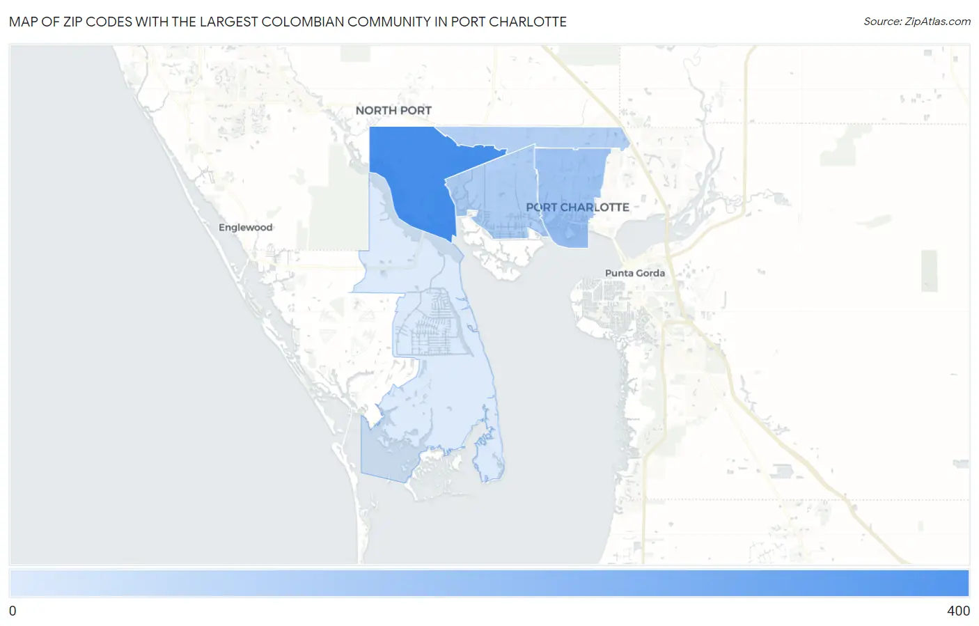 Zip Codes with the Largest Colombian Community in Port Charlotte Map