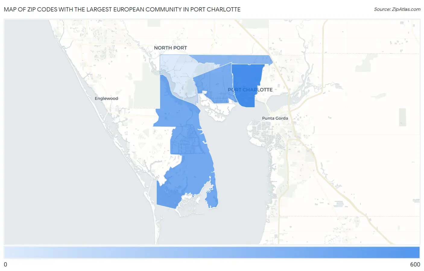 Zip Codes with the Largest European Community in Port Charlotte Map