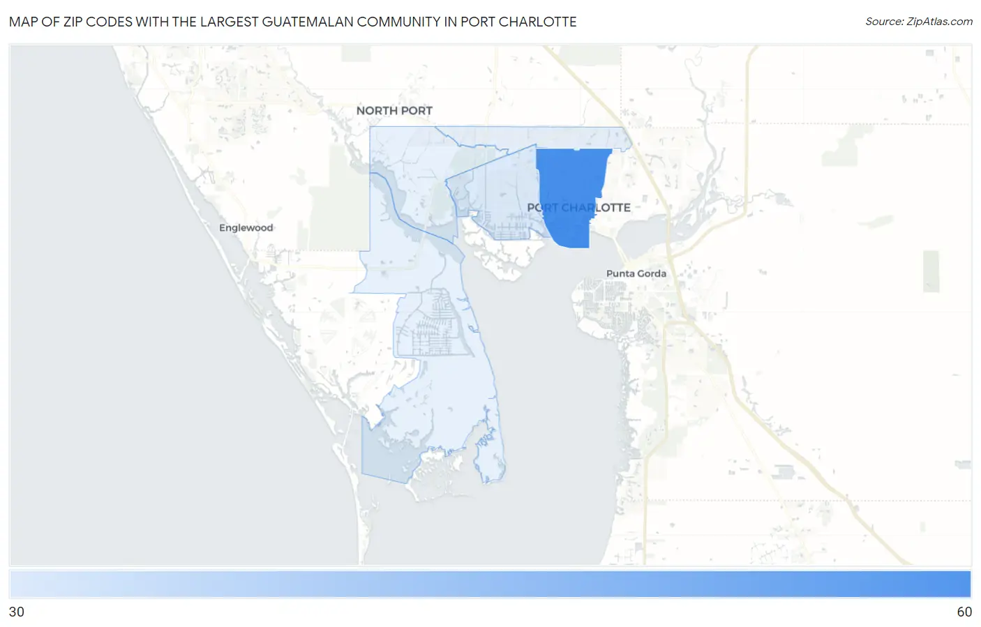 Zip Codes with the Largest Guatemalan Community in Port Charlotte Map