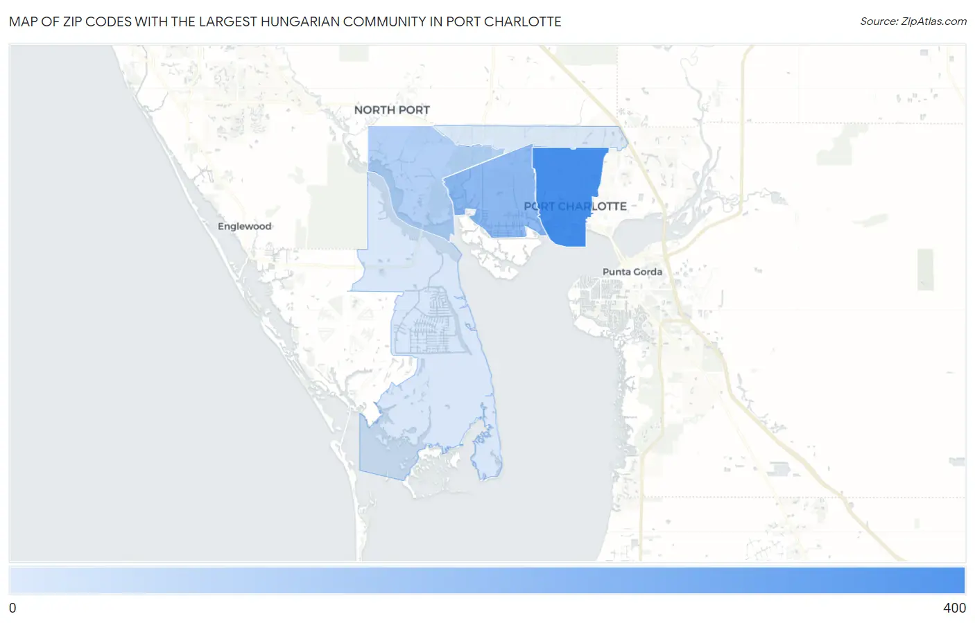 Zip Codes with the Largest Hungarian Community in Port Charlotte Map