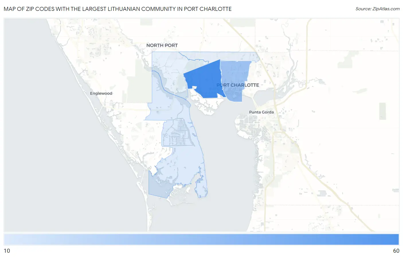 Zip Codes with the Largest Lithuanian Community in Port Charlotte Map