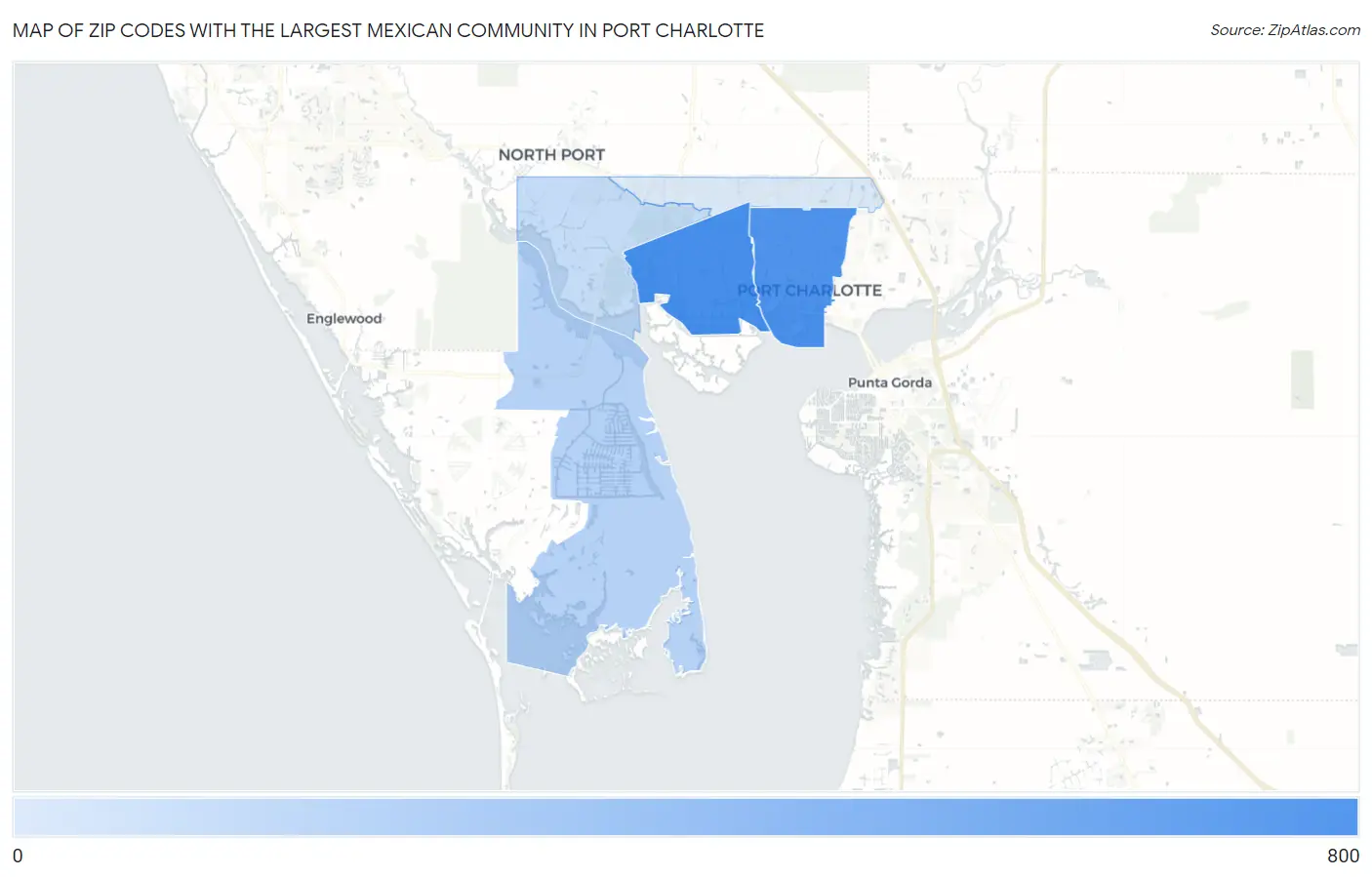 Zip Codes with the Largest Mexican Community in Port Charlotte Map