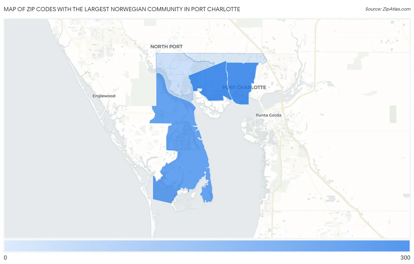 Zip Codes with the Largest Norwegian Community in Port Charlotte Map