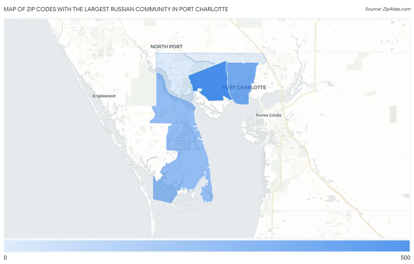 Zip Codes with the Largest Russian Community in Port Charlotte Map