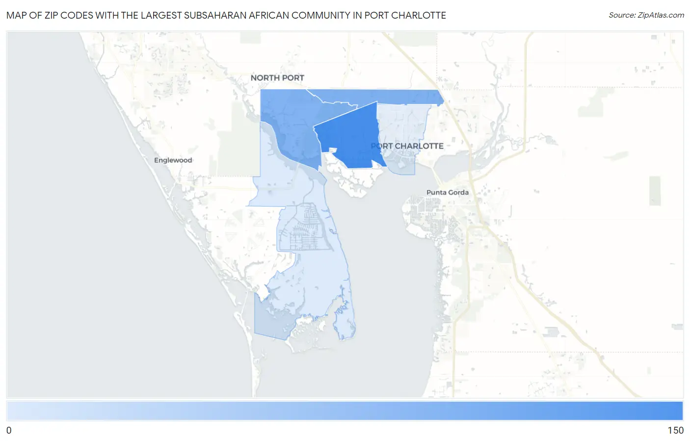 Zip Codes with the Largest Subsaharan African Community in Port Charlotte Map