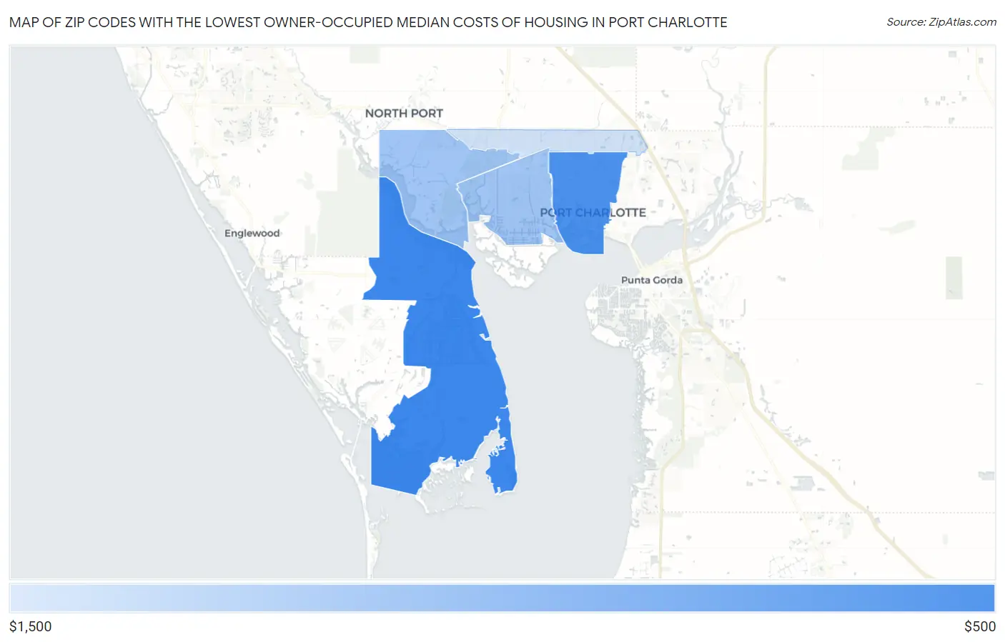 Zip Codes with the Lowest Owner-Occupied Median Costs of Housing in Port Charlotte Map
