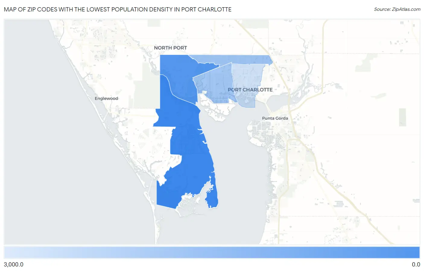 Zip Codes with the Lowest Population Density in Port Charlotte Map