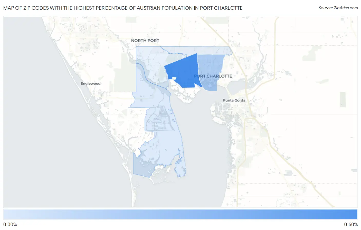 Zip Codes with the Highest Percentage of Austrian Population in Port Charlotte Map