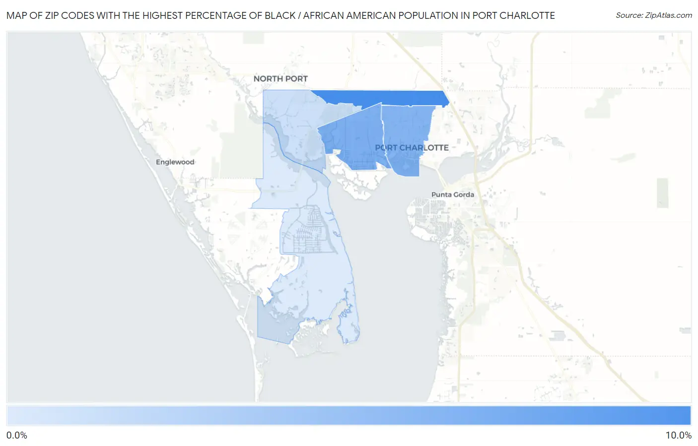 Zip Codes with the Highest Percentage of Black / African American Population in Port Charlotte Map