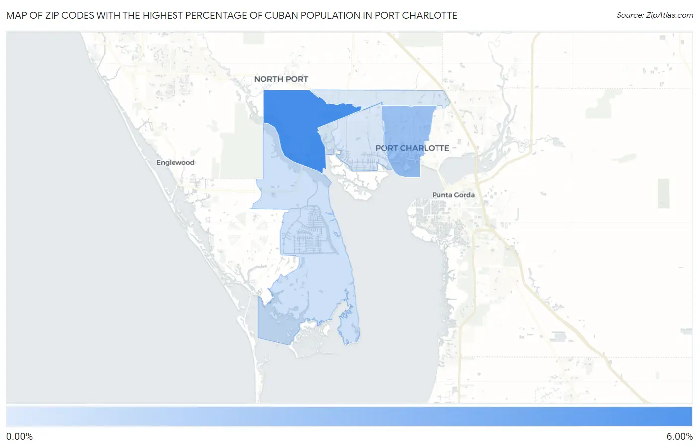 Zip Codes with the Highest Percentage of Cuban Population in Port Charlotte Map