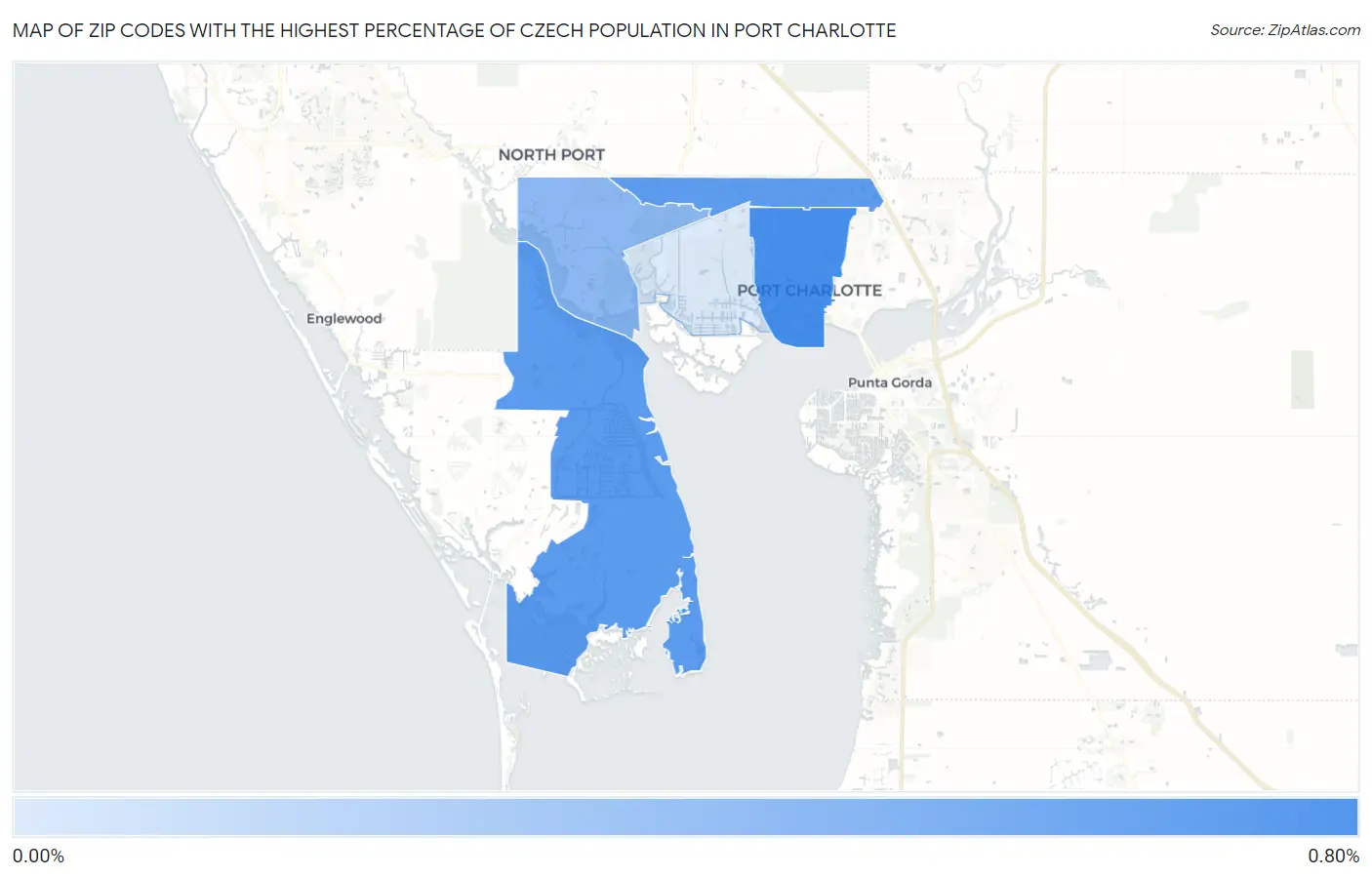 Zip Codes with the Highest Percentage of Czech Population in Port Charlotte Map