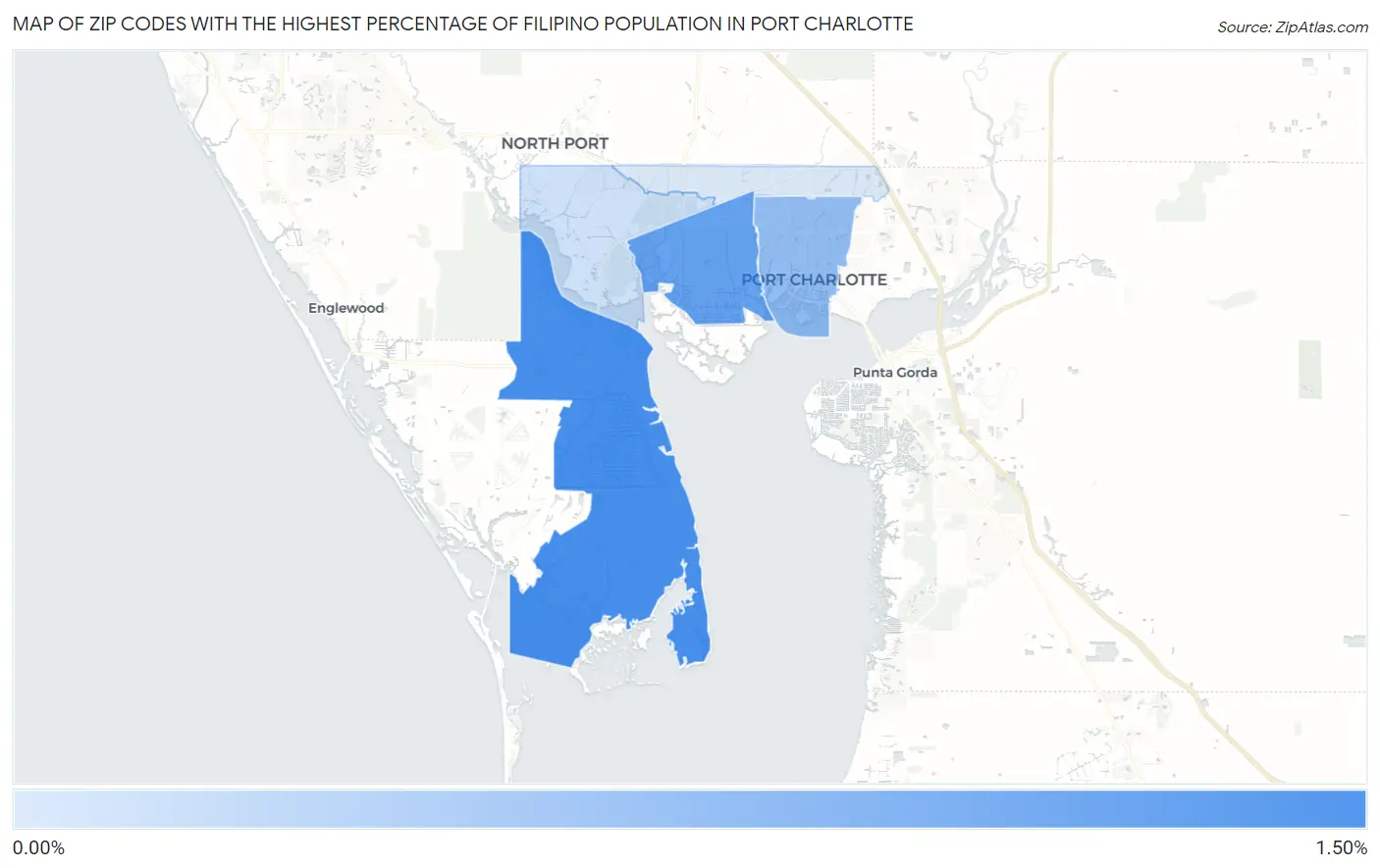 Zip Codes with the Highest Percentage of Filipino Population in Port Charlotte Map