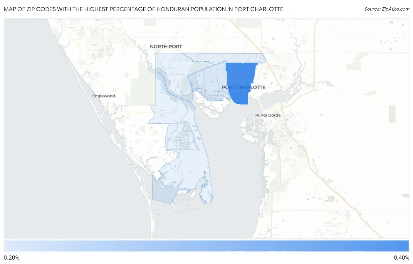 Zip Codes with the Highest Percentage of Honduran Population in Port Charlotte Map