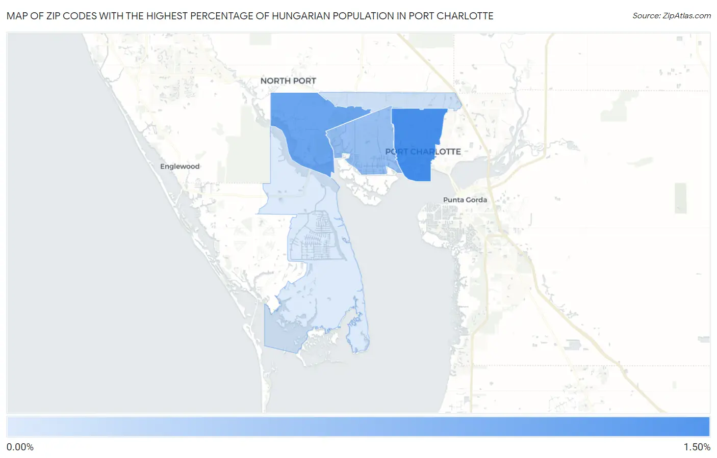 Zip Codes with the Highest Percentage of Hungarian Population in Port Charlotte Map