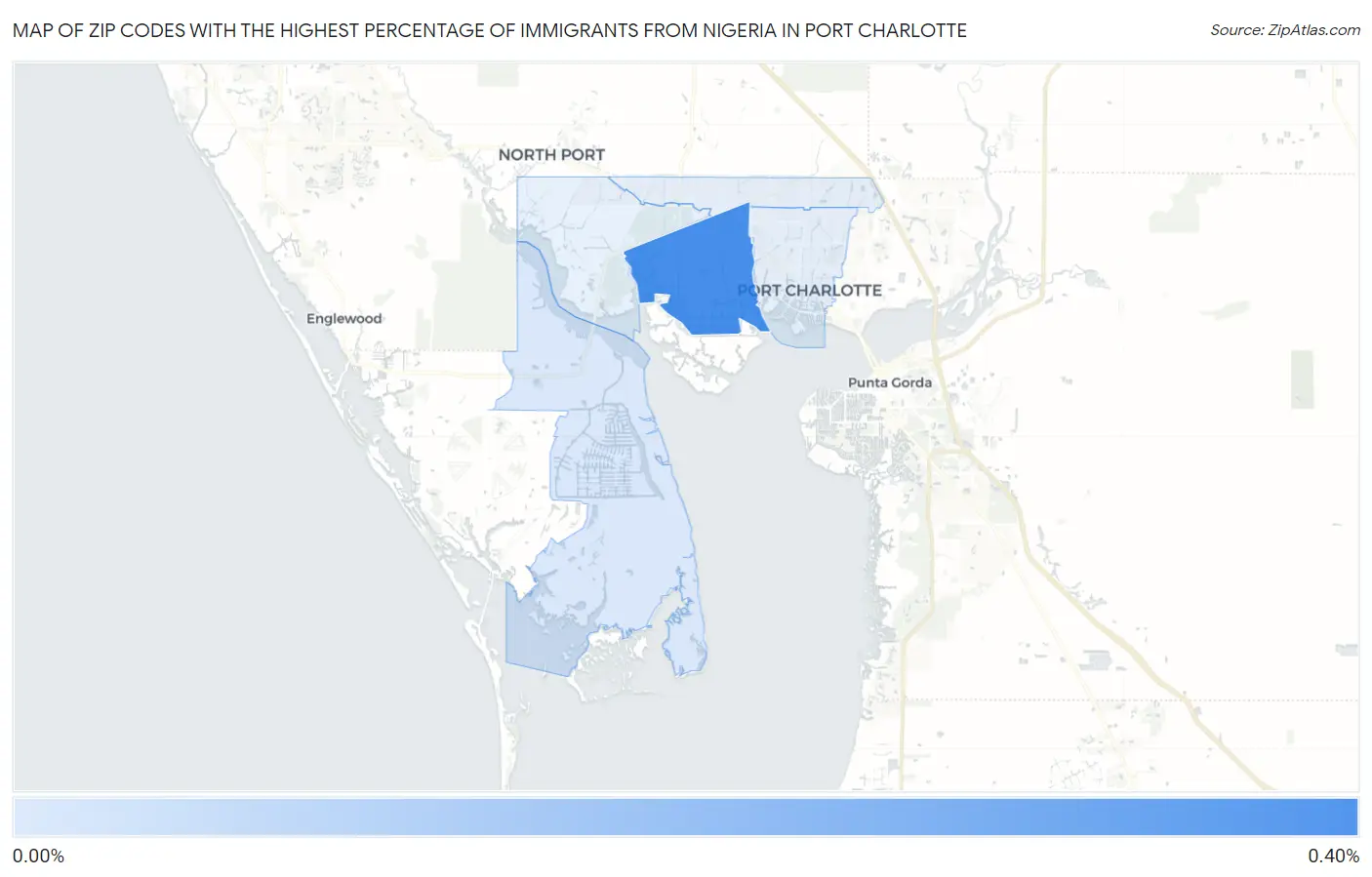 Zip Codes with the Highest Percentage of Immigrants from Nigeria in Port Charlotte Map