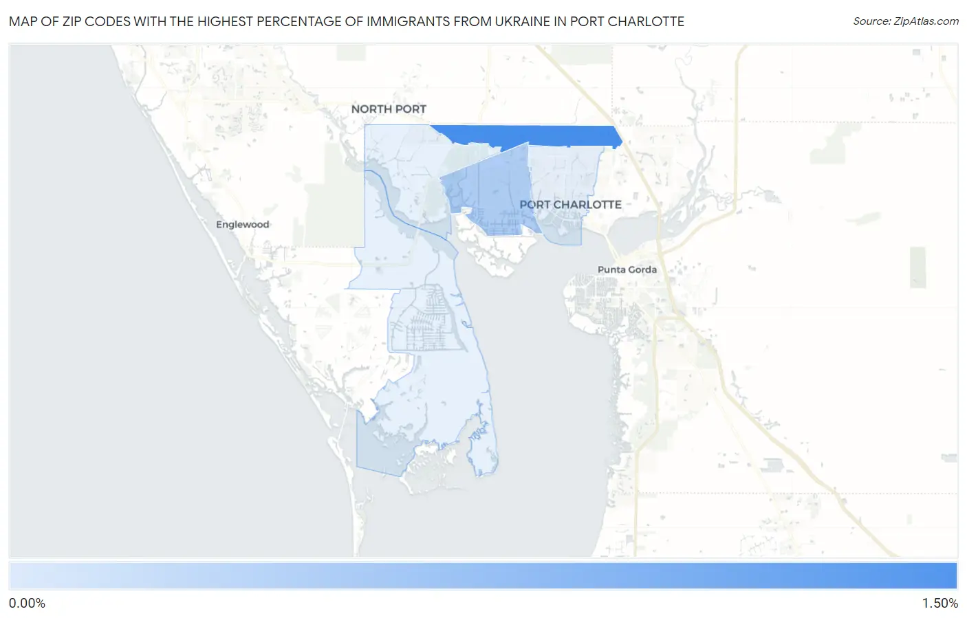 Zip Codes with the Highest Percentage of Immigrants from Ukraine in Port Charlotte Map