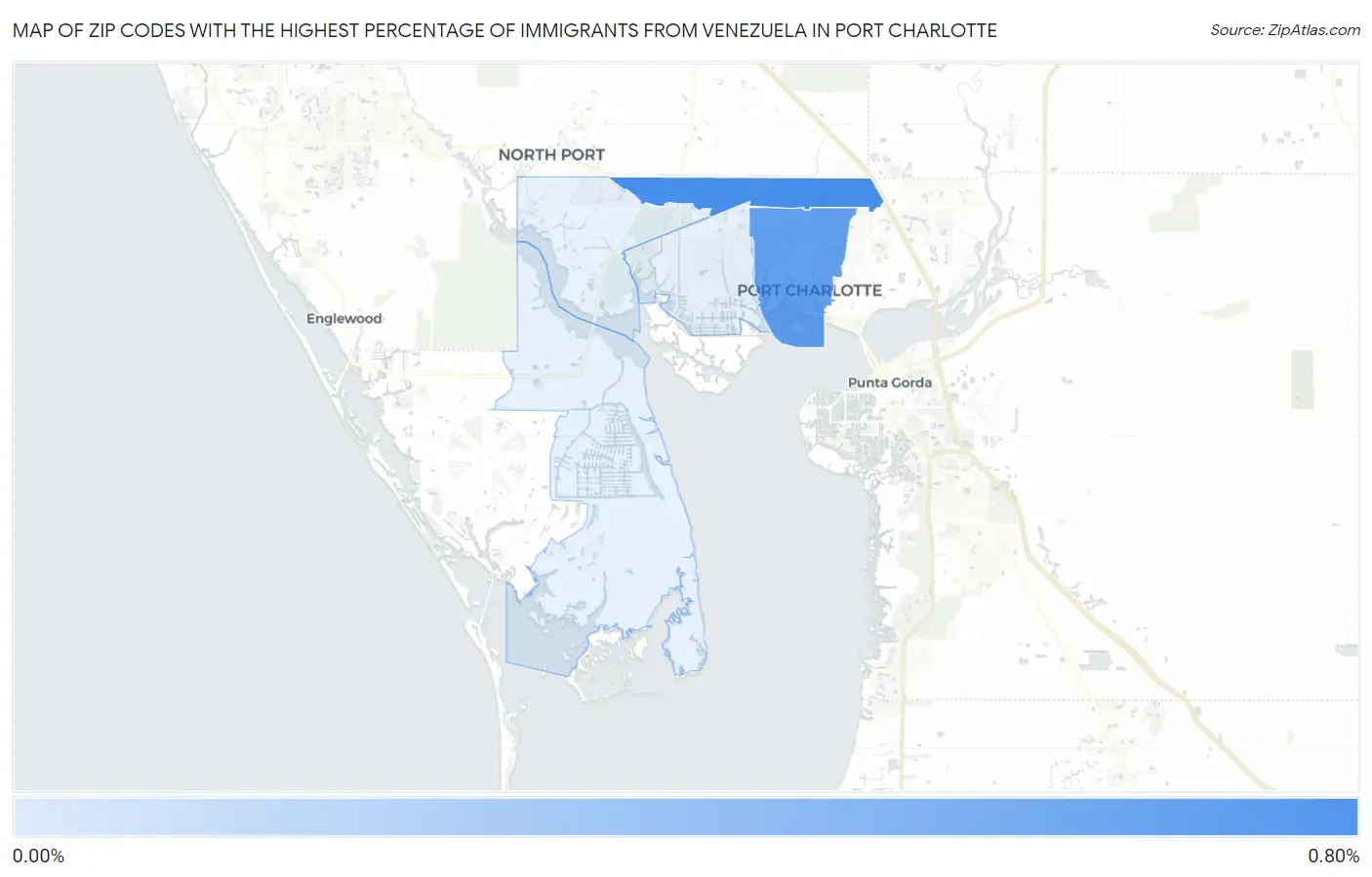 Zip Codes with the Highest Percentage of Immigrants from Venezuela in Port Charlotte Map