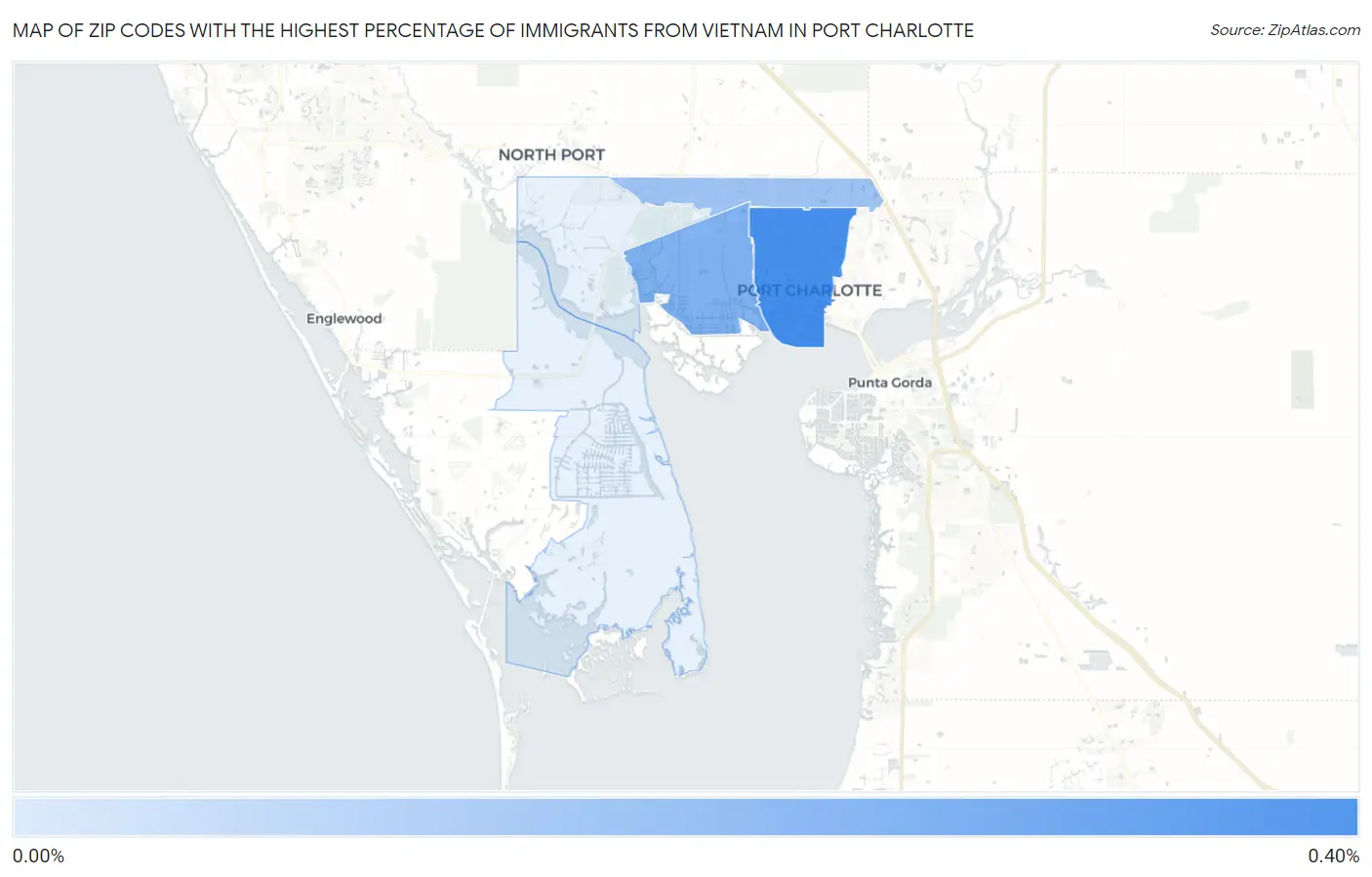 Zip Codes with the Highest Percentage of Immigrants from Vietnam in Port Charlotte Map