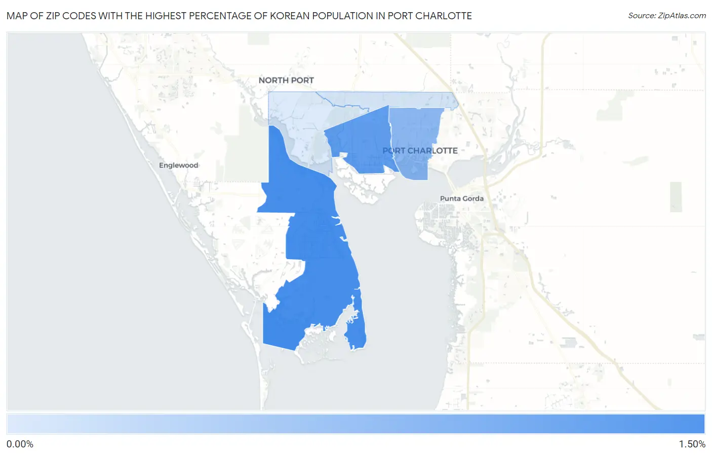 Zip Codes with the Highest Percentage of Korean Population in Port Charlotte Map