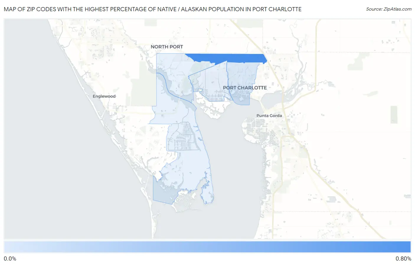 Zip Codes with the Highest Percentage of Native / Alaskan Population in Port Charlotte Map