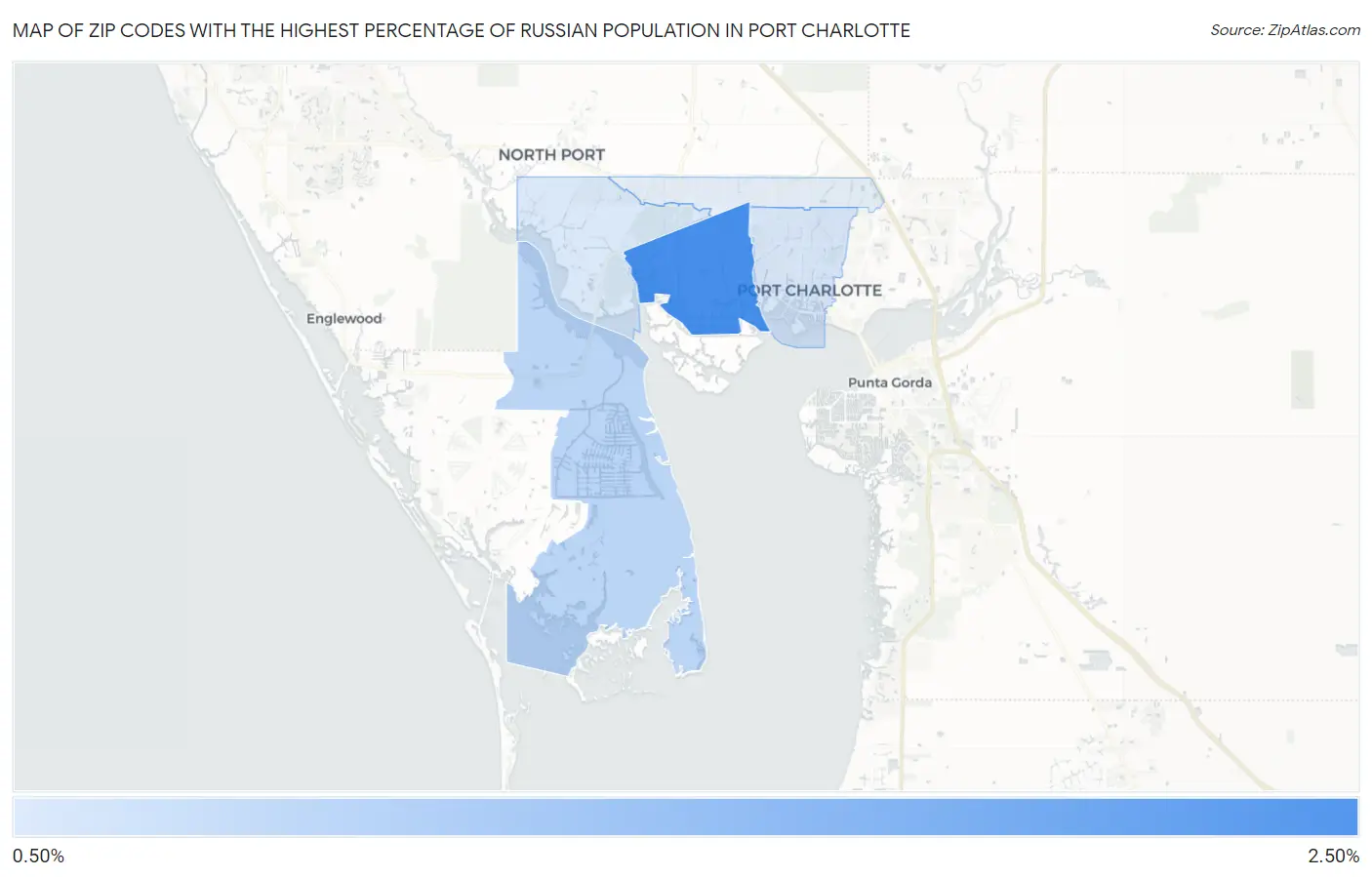 Zip Codes with the Highest Percentage of Russian Population in Port Charlotte Map