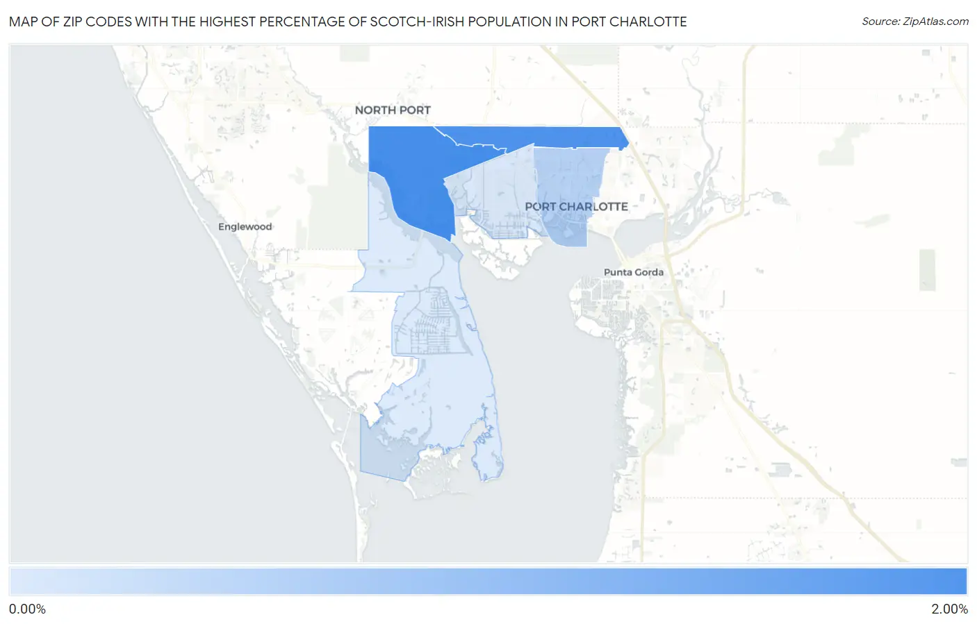 Zip Codes with the Highest Percentage of Scotch-Irish Population in Port Charlotte Map