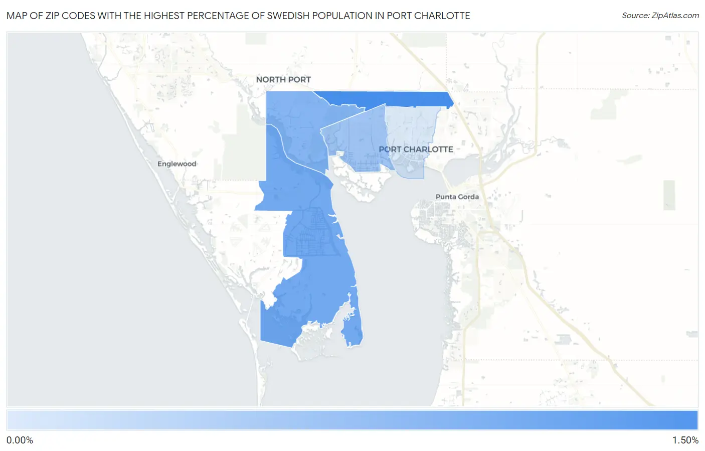 Zip Codes with the Highest Percentage of Swedish Population in Port Charlotte Map