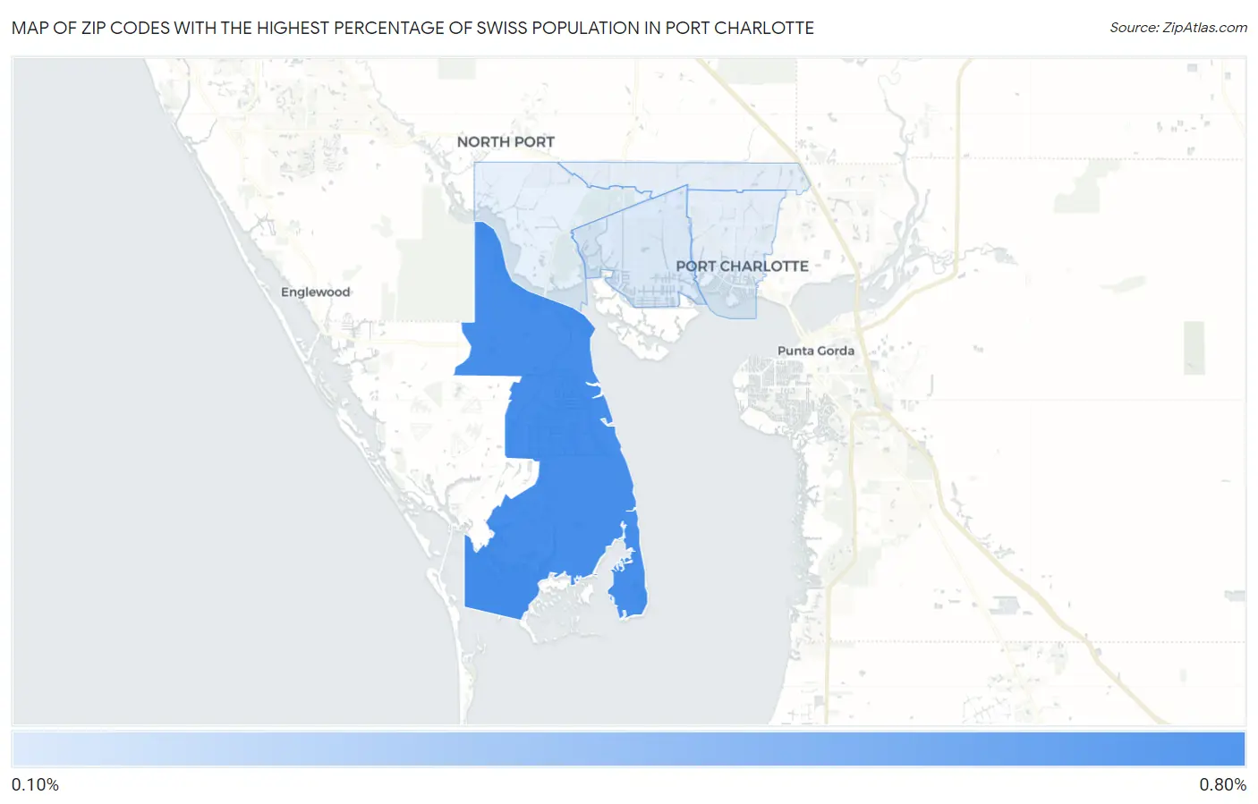 Zip Codes with the Highest Percentage of Swiss Population in Port Charlotte Map