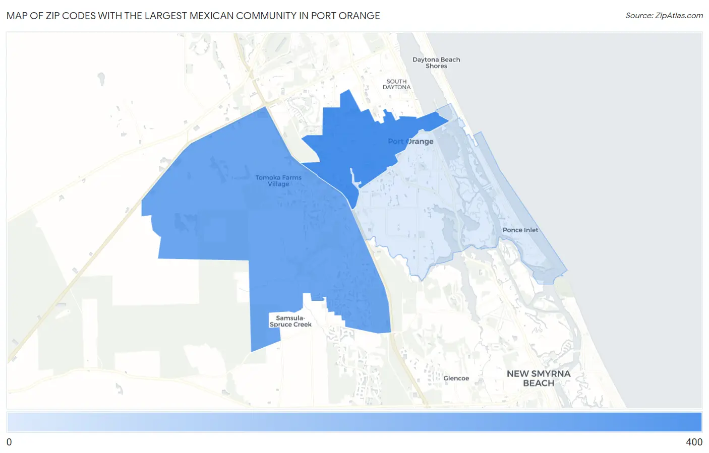 Zip Codes with the Largest Mexican Community in Port Orange Map