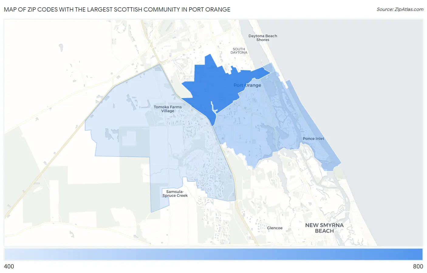Zip Codes with the Largest Scottish Community in Port Orange Map