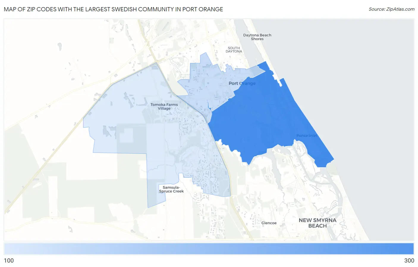 Zip Codes with the Largest Swedish Community in Port Orange Map