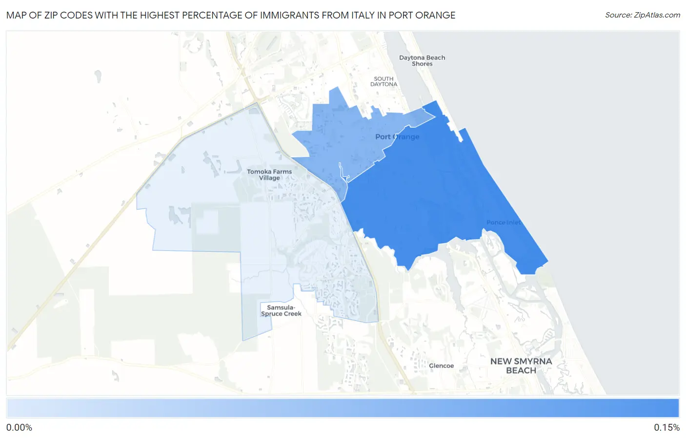 Zip Codes with the Highest Percentage of Immigrants from Italy in Port Orange Map