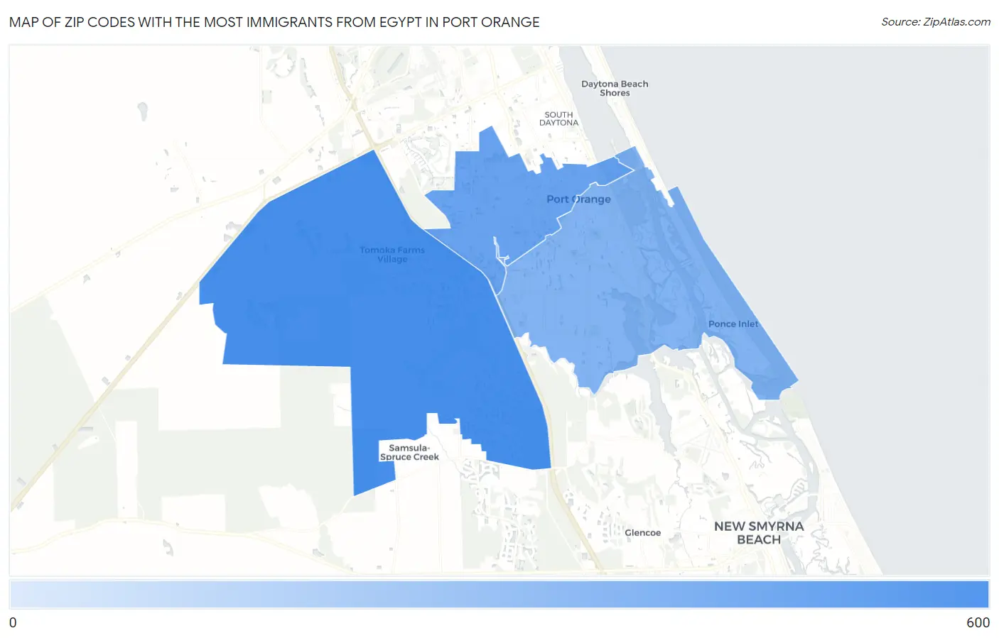 Zip Codes with the Most Immigrants from Egypt in Port Orange Map