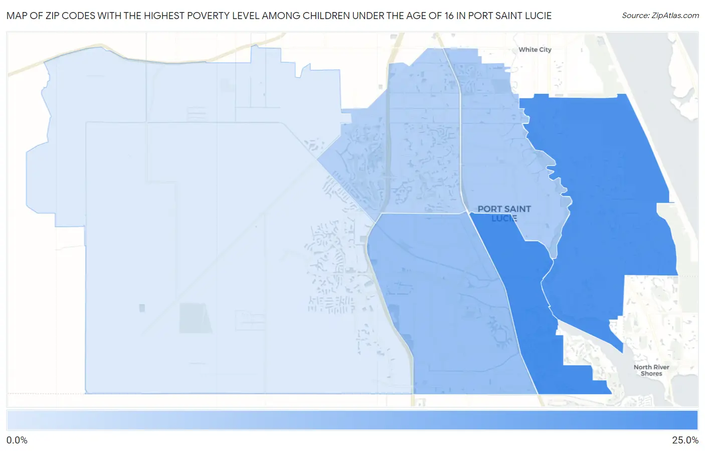 Zip Codes with the Highest Poverty Level Among Children Under the Age of 16 in Port Saint Lucie Map