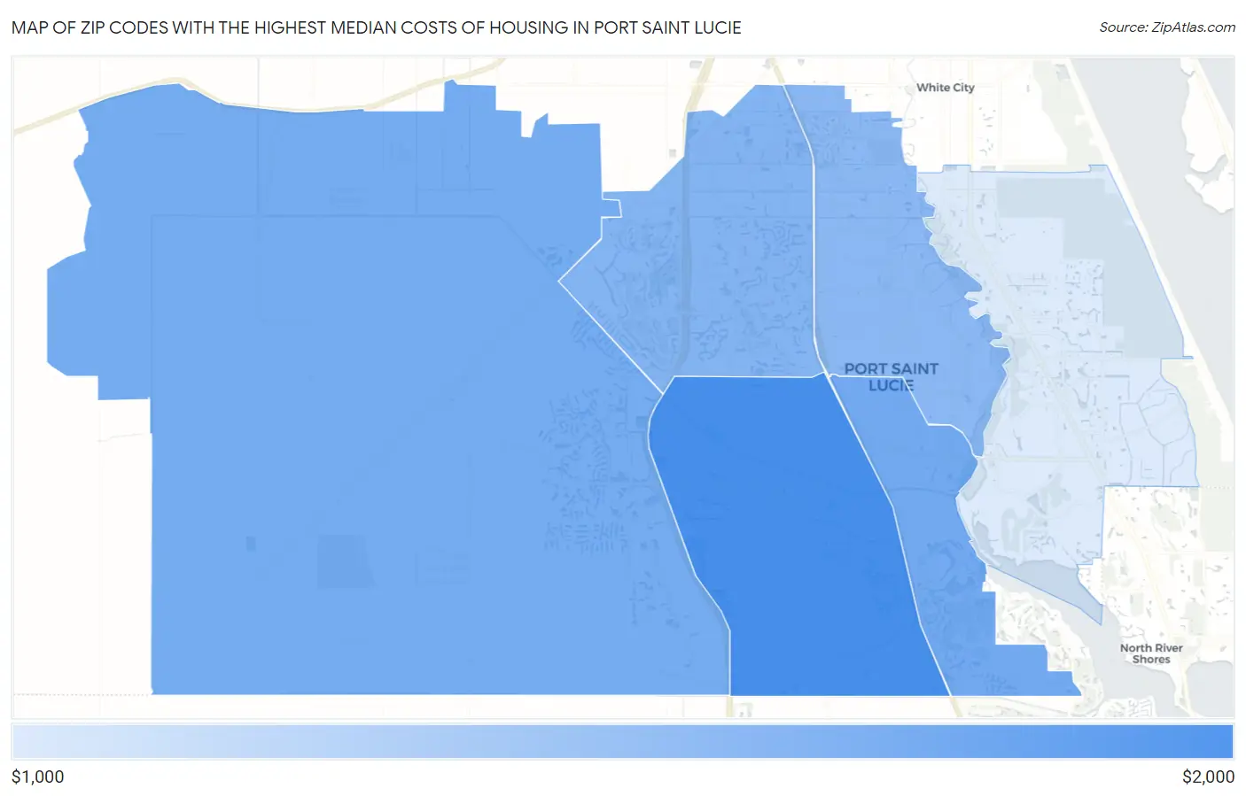 Zip Codes with the Highest Median Costs of Housing in Port Saint Lucie Map