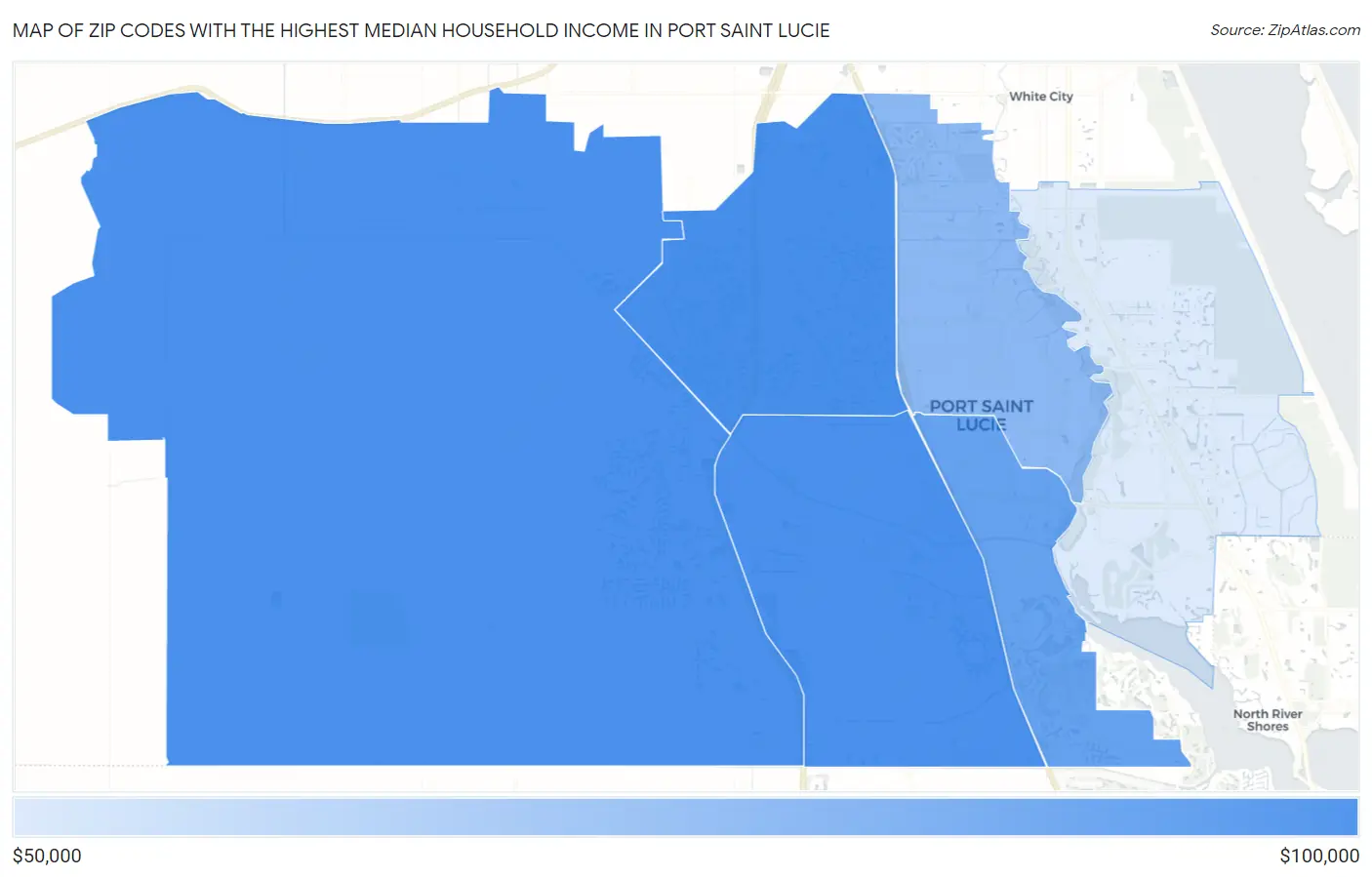 Zip Codes with the Highest Median Household Income in Port Saint Lucie Map