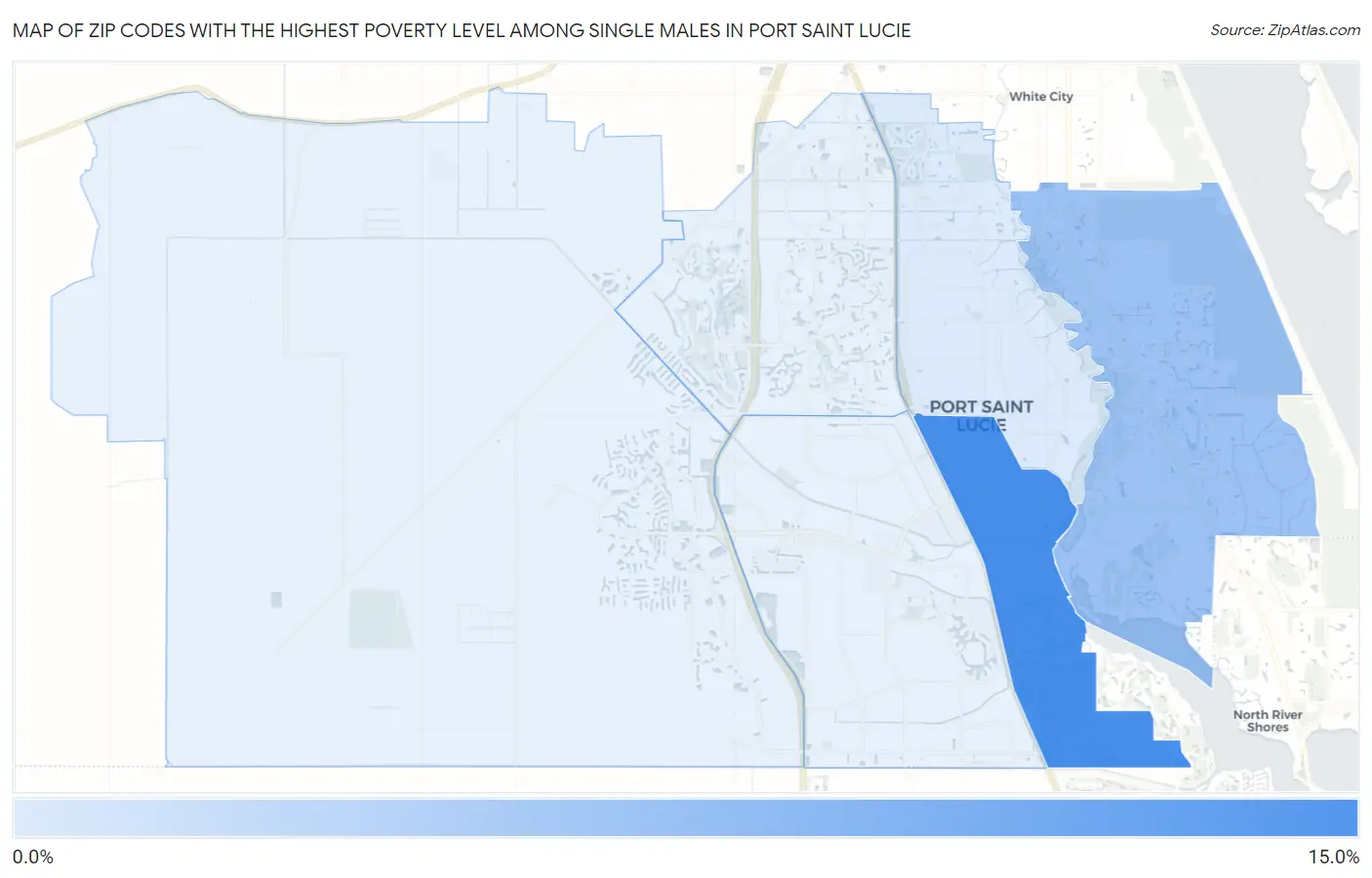 Zip Codes with the Highest Poverty Level Among Single Males in Port Saint Lucie Map
