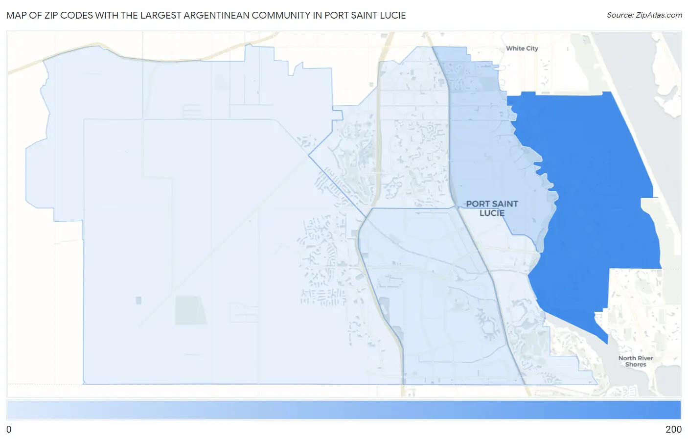 Zip Codes with the Largest Argentinean Community in Port Saint Lucie Map