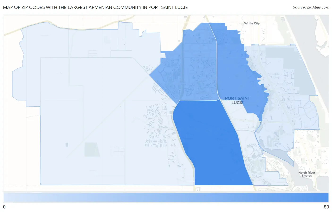 Zip Codes with the Largest Armenian Community in Port Saint Lucie Map