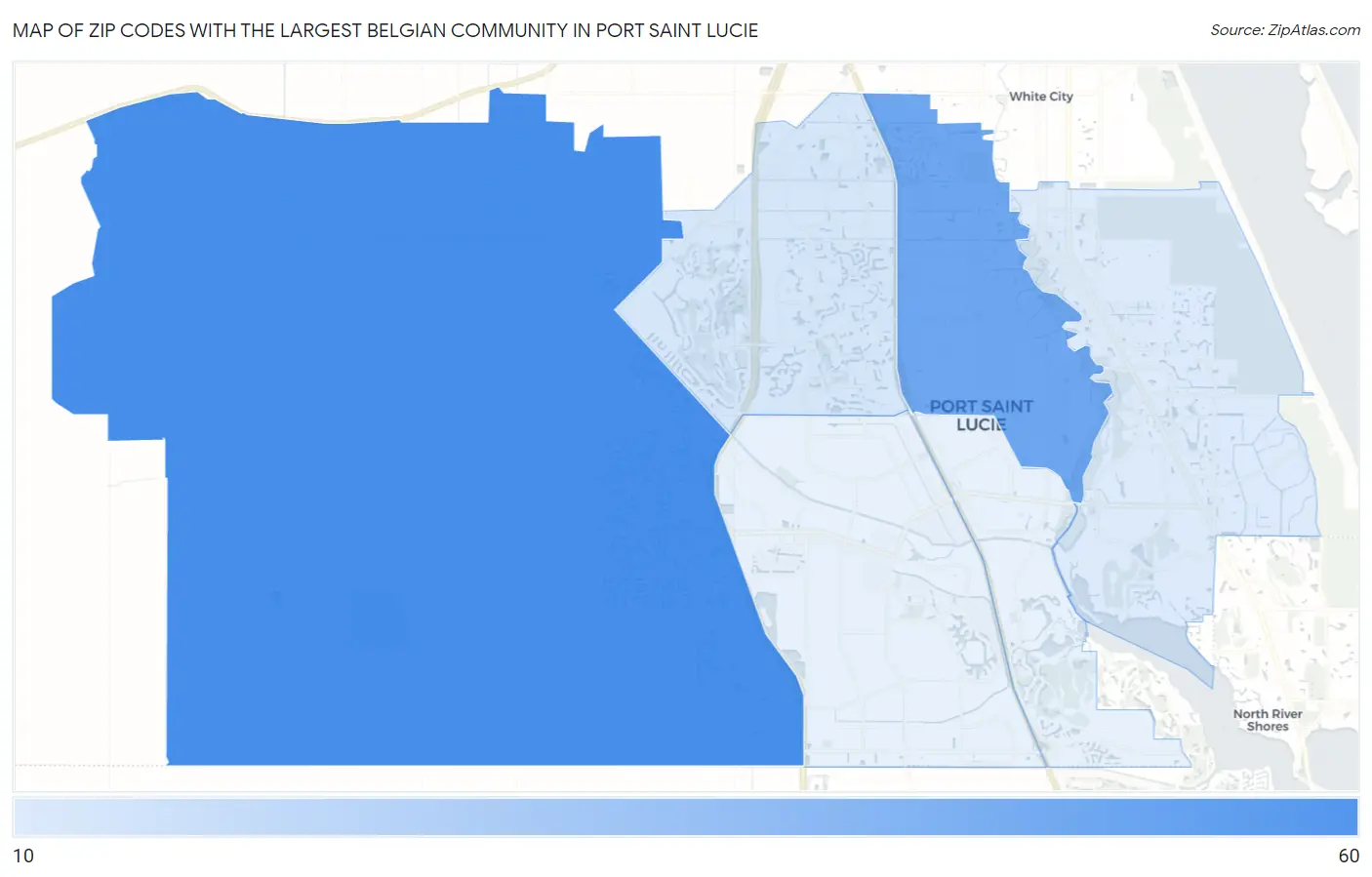 Zip Codes with the Largest Belgian Community in Port Saint Lucie Map
