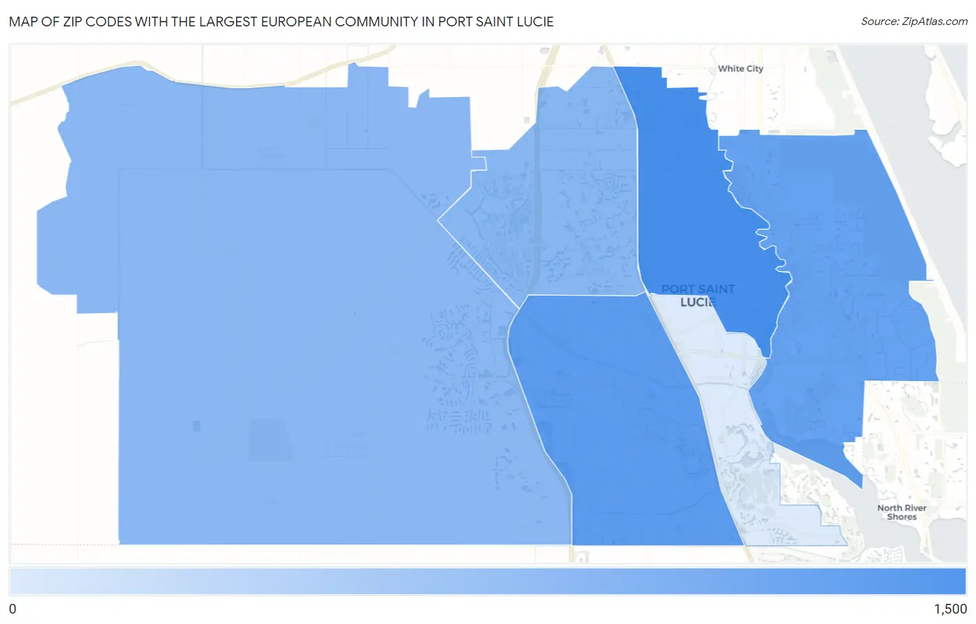 Zip Codes with the Largest European Community in Port Saint Lucie Map