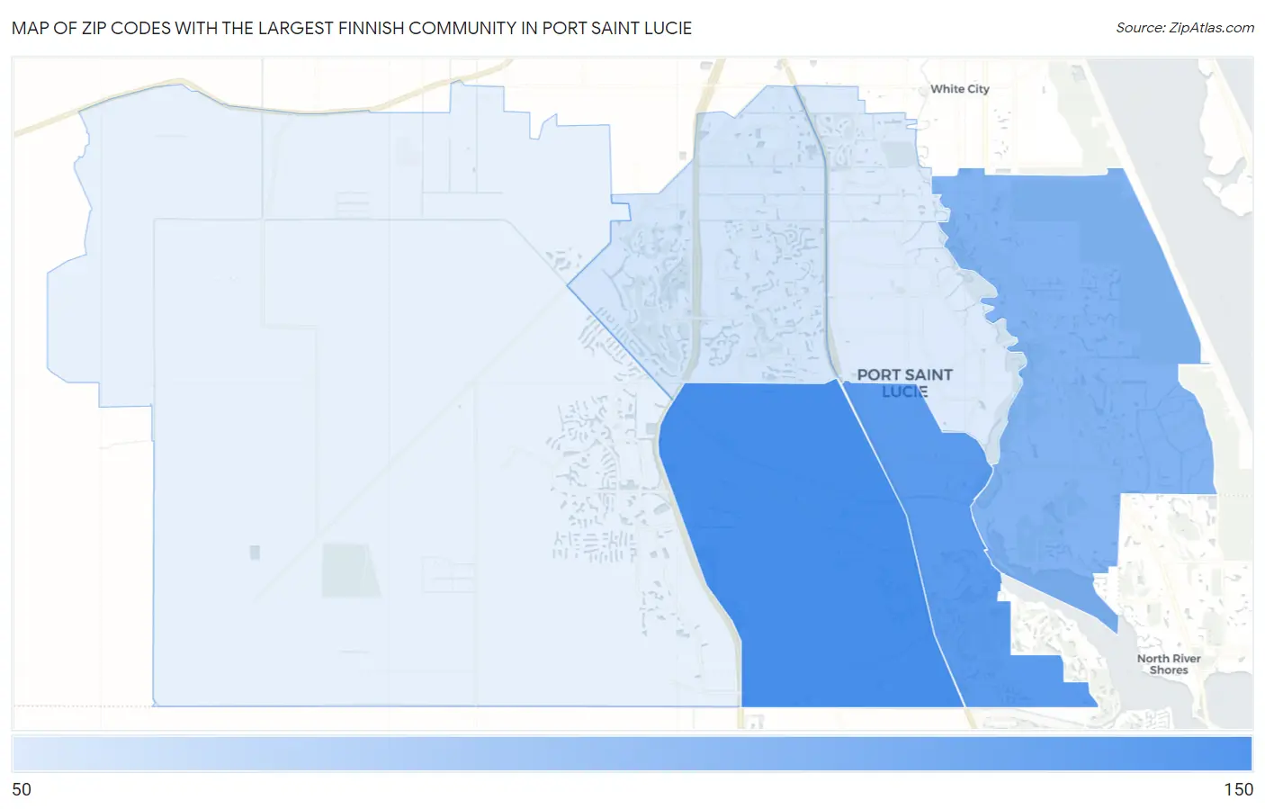 Zip Codes with the Largest Finnish Community in Port Saint Lucie Map